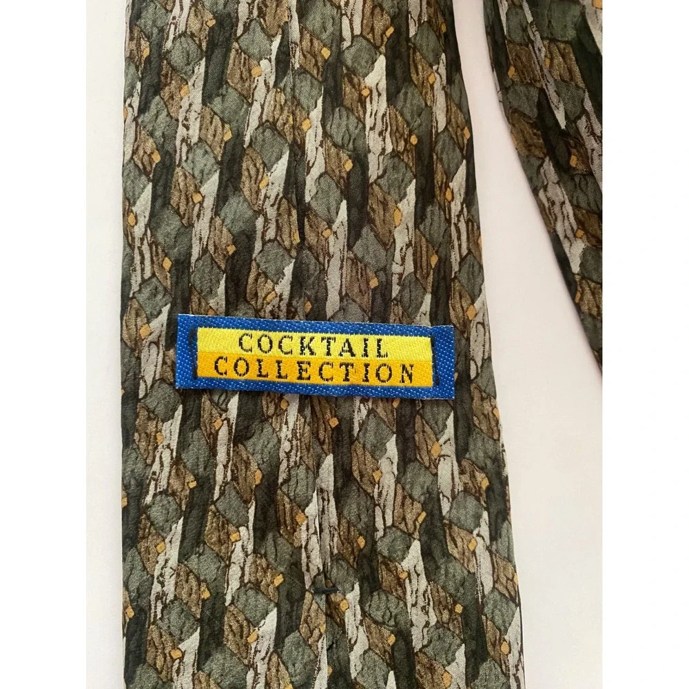 Stonehenge Martini Cocktail Collection Silk Tie Mens Green Microscopic Pattern